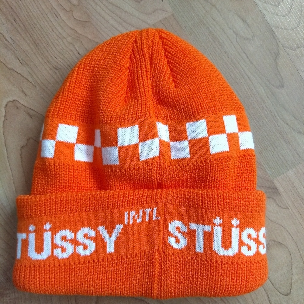 Stussy Road Cuff Orange Beanie Winter Hat Cap - Picture 2 of 2